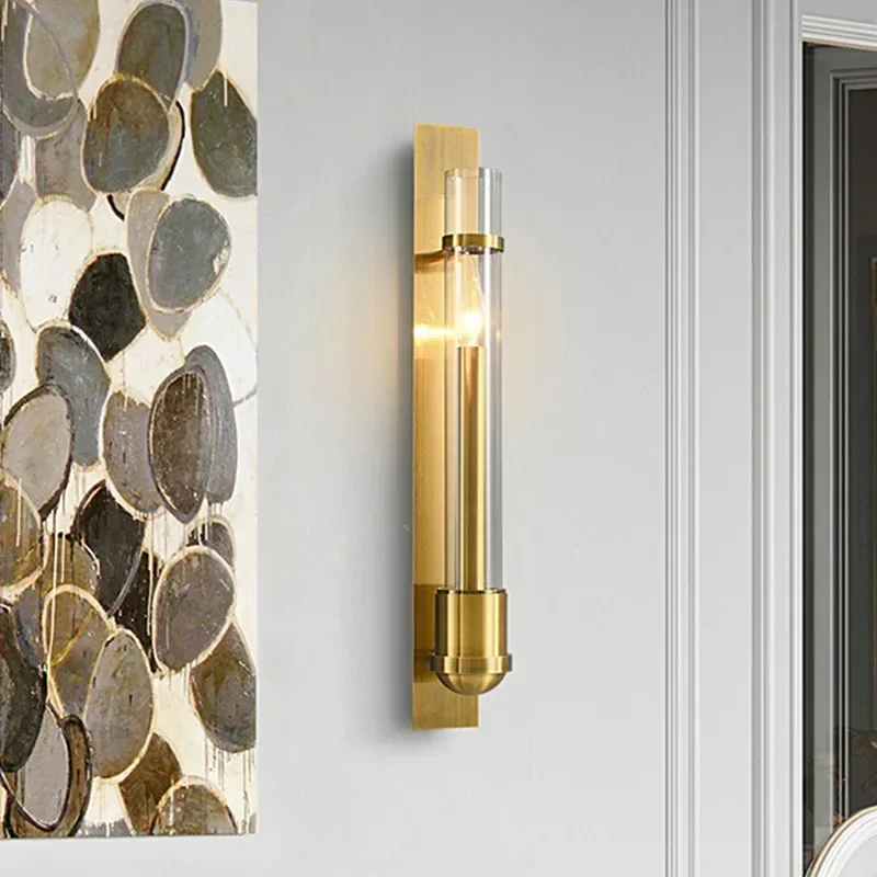 

SANDYHA Modern Stainless Steel Wall Lamp Glass Lampshade Design Bedroom Bedside Light Living Room Decor Indoor Lighting Fixtures