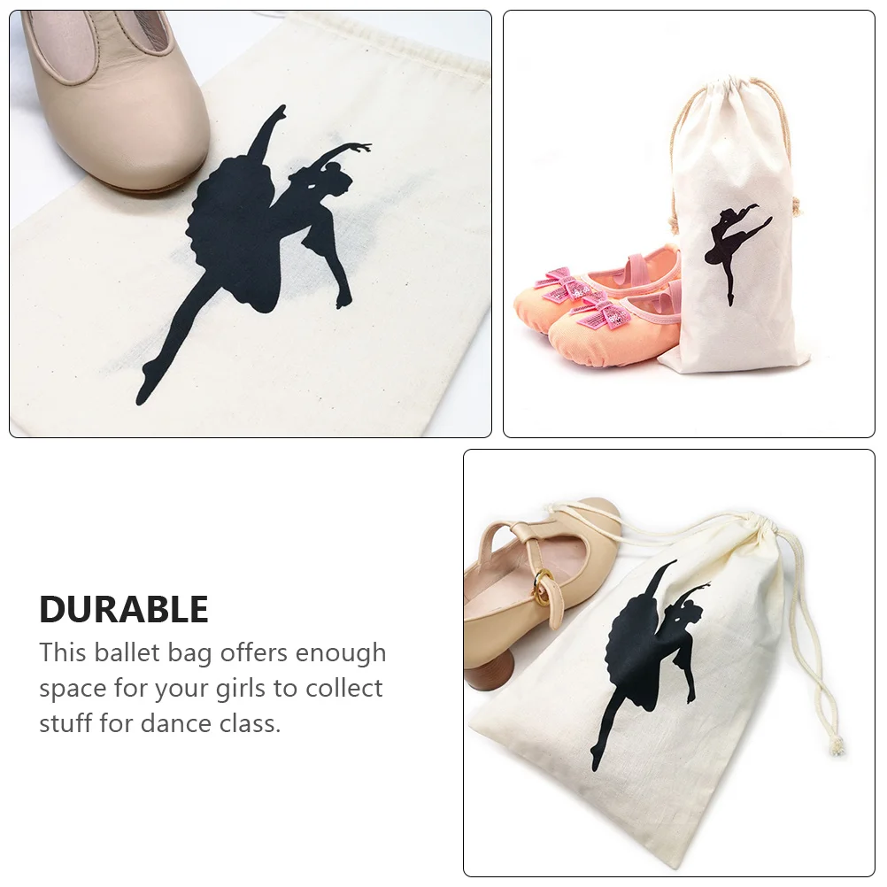 

2 Pcs Shoe Ballet Drawstring Canvas Dance Bag for Girls Canvas Dance Bag Shoes Storage Travel Yoga Mat Fitness