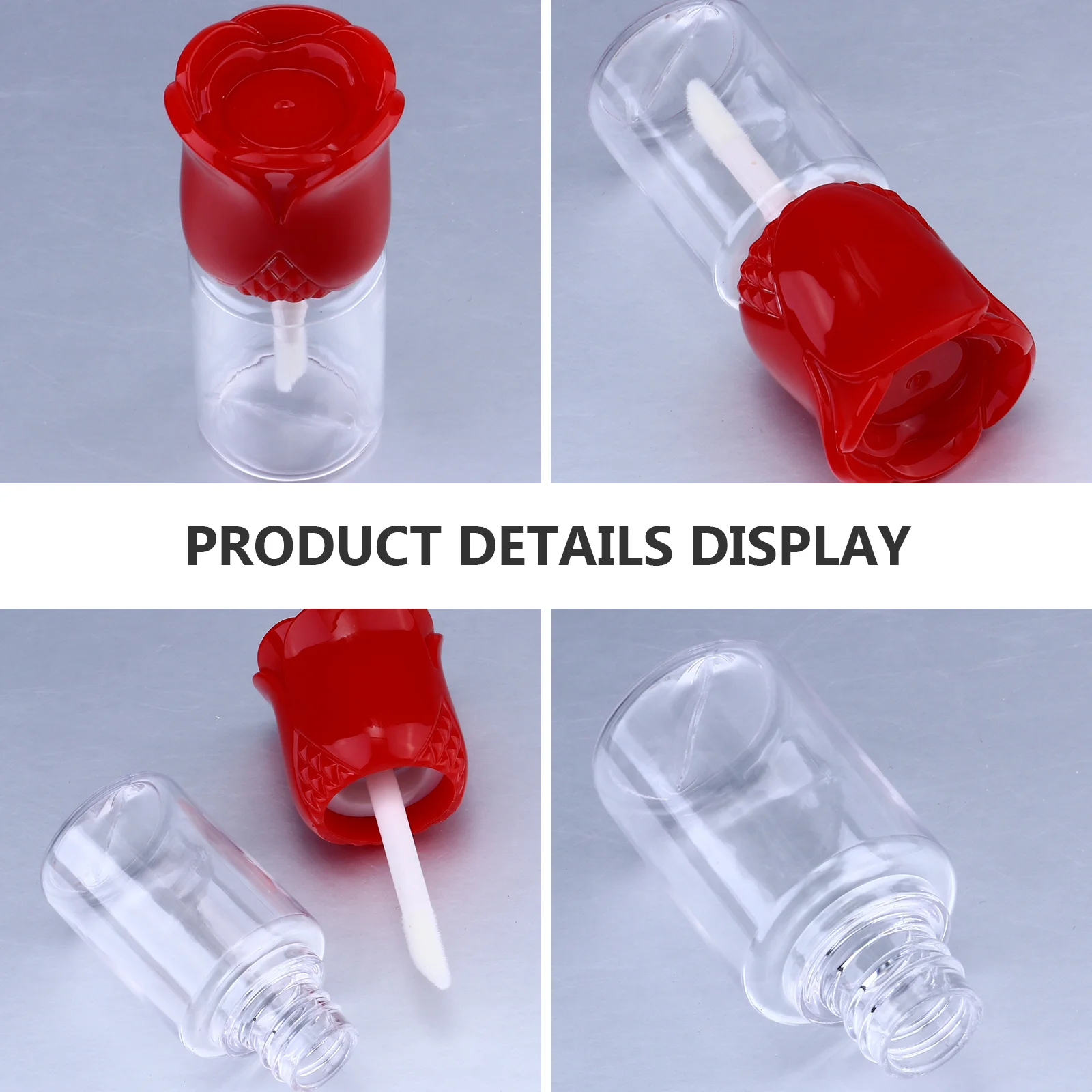 15 قطعة أنابيب لامعة فارغة شكل الورد إعادة الملء المحمولة الشفاه بلسم الحاويات Diy بها بنفسك زيت الشفاه السائل زجاجة شفافة السفر