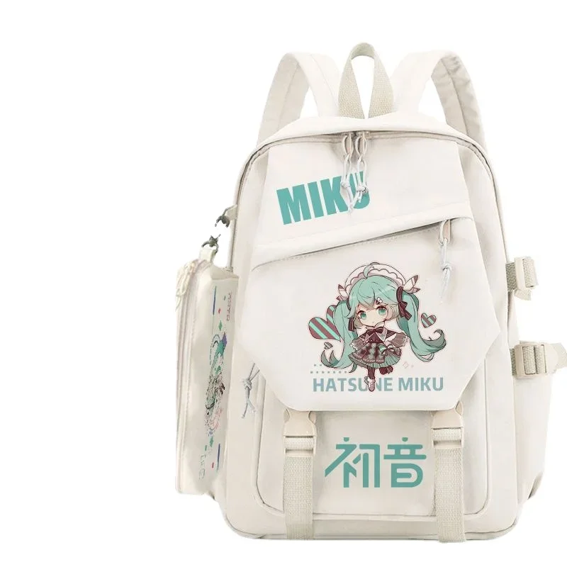 Hatsune Miku Cartoon Anime Creative Girls Schoolbag Animation Peripheral Large Capacity Printed Kawaii Student Backpack