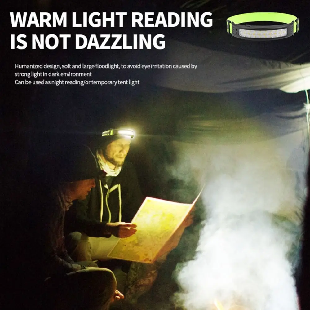 6 Lighting Modes COB LED Headlamp Powerful Wave Sensor Intelligent Waving Sensor Sensor Headlight Waterproof LED Headlight