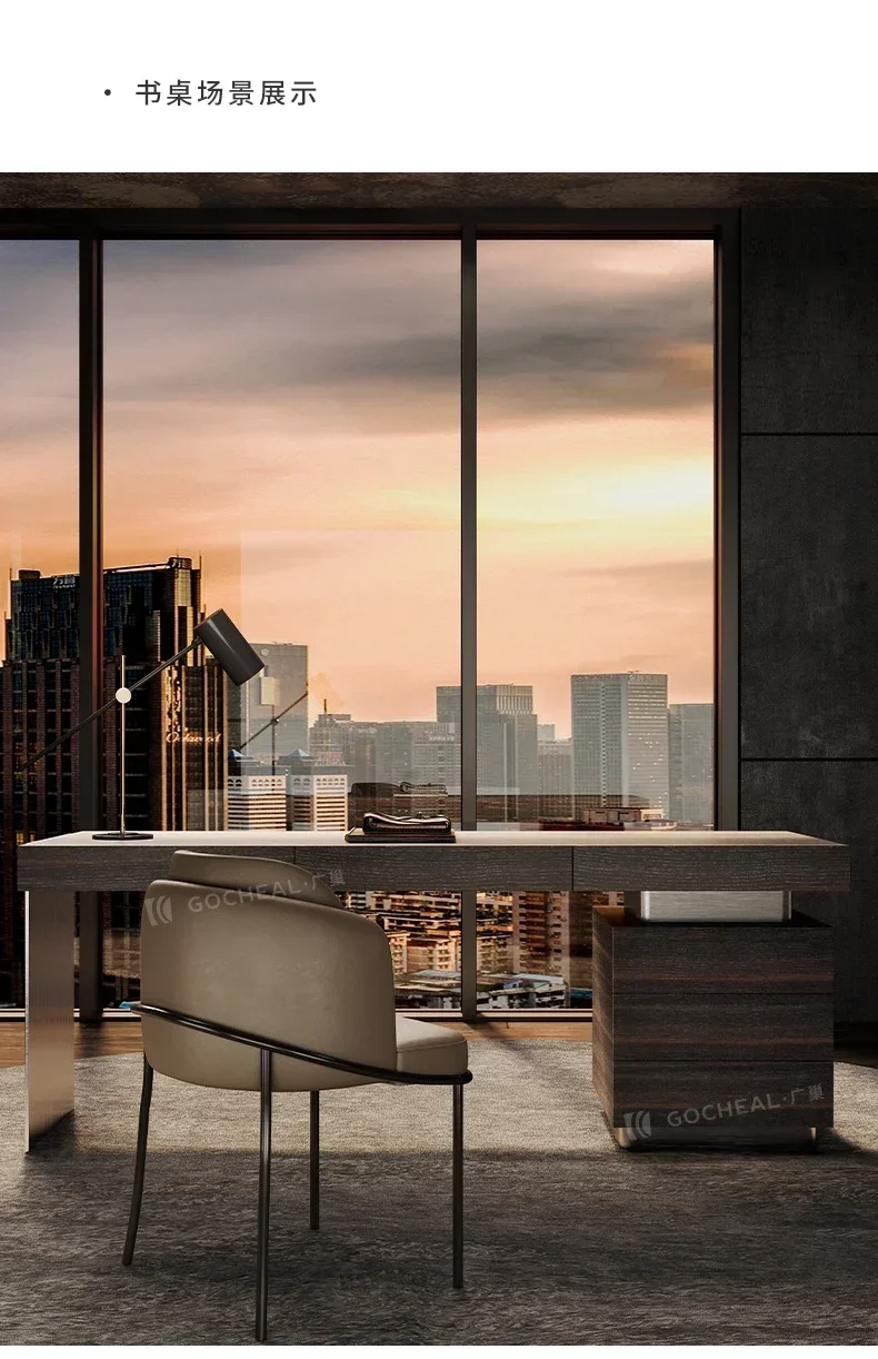 

A13 Italian minimalist desk smoky color light luxury high-end study designer computer desk writing desk