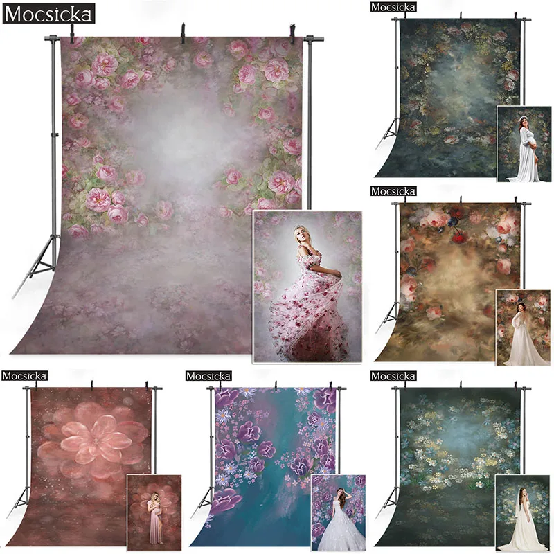 

Mocsicka Vintage Abstract Flowers Photography Backdrops Newborn Baby Child Maternity Art Portrait Photo Background Photobooth