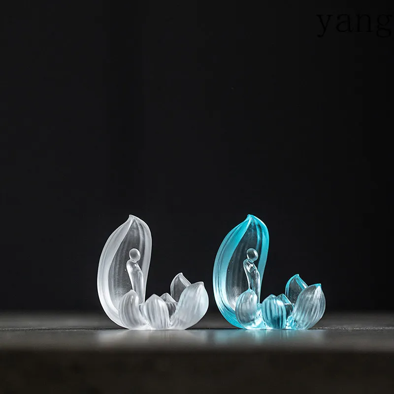 CX Glazed Lotus Fragrance Tea Desktop Zen Buddha Statue Small Ornament Home Living Room Buddhist Hall Supplies