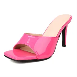 Summer Slippers Women's Mules Shoes Sexy High Heels Flip Flops Green White Pink Black Big size 48 Party Shoes Quality Slides