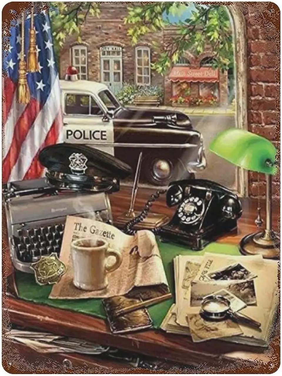 Hometown Hero Police Dept Car Metal Iron Painting Retro Poster Tin Sign Vintage Wall Decor Poster Metal Plaque Sheet Aluminum Pl