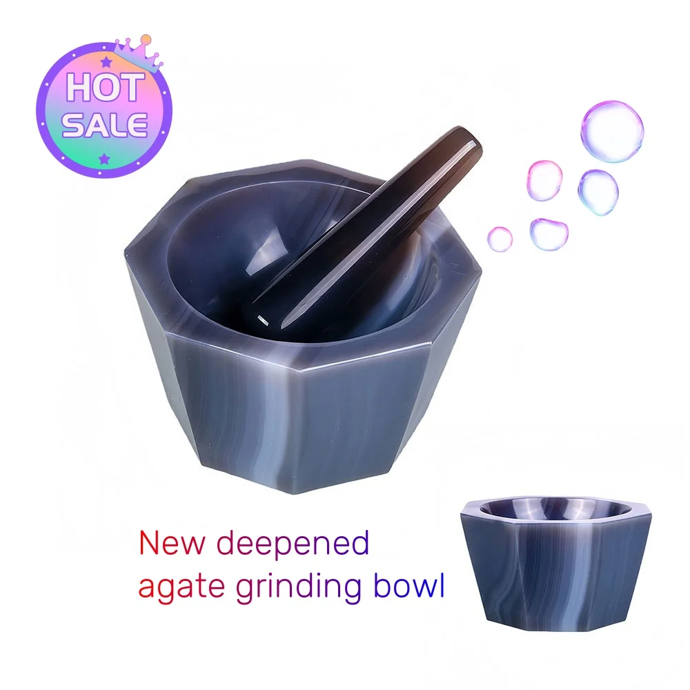 

Новая раствор из глубокого натурального агата со стержнем внутреннего диаметра 50-120 мм, лабораторная износостойкая шлифовальная чаша для агата