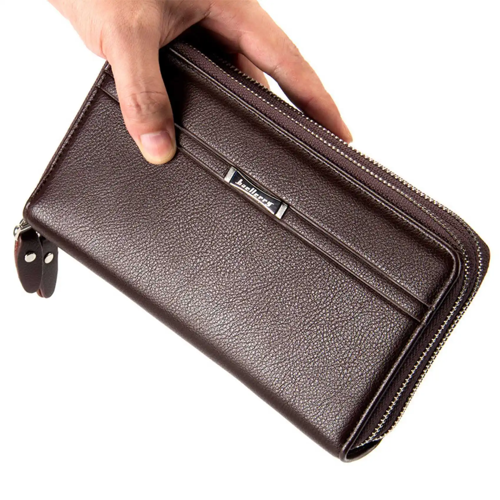 Business Double Zipper Large Capacity Clutch Bag Casual New Men's Long Wallet Multi-Function Coin Purse Multi-Slot Card Holder images - 6