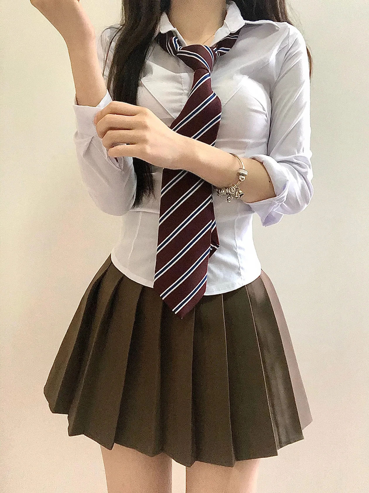 Würzige Mädchen Uniform Anzug Student täglich japanische JK Uniform Set Frauen lang ärmel ige schlanke weiße Hemd Mini Falten rock Sommer