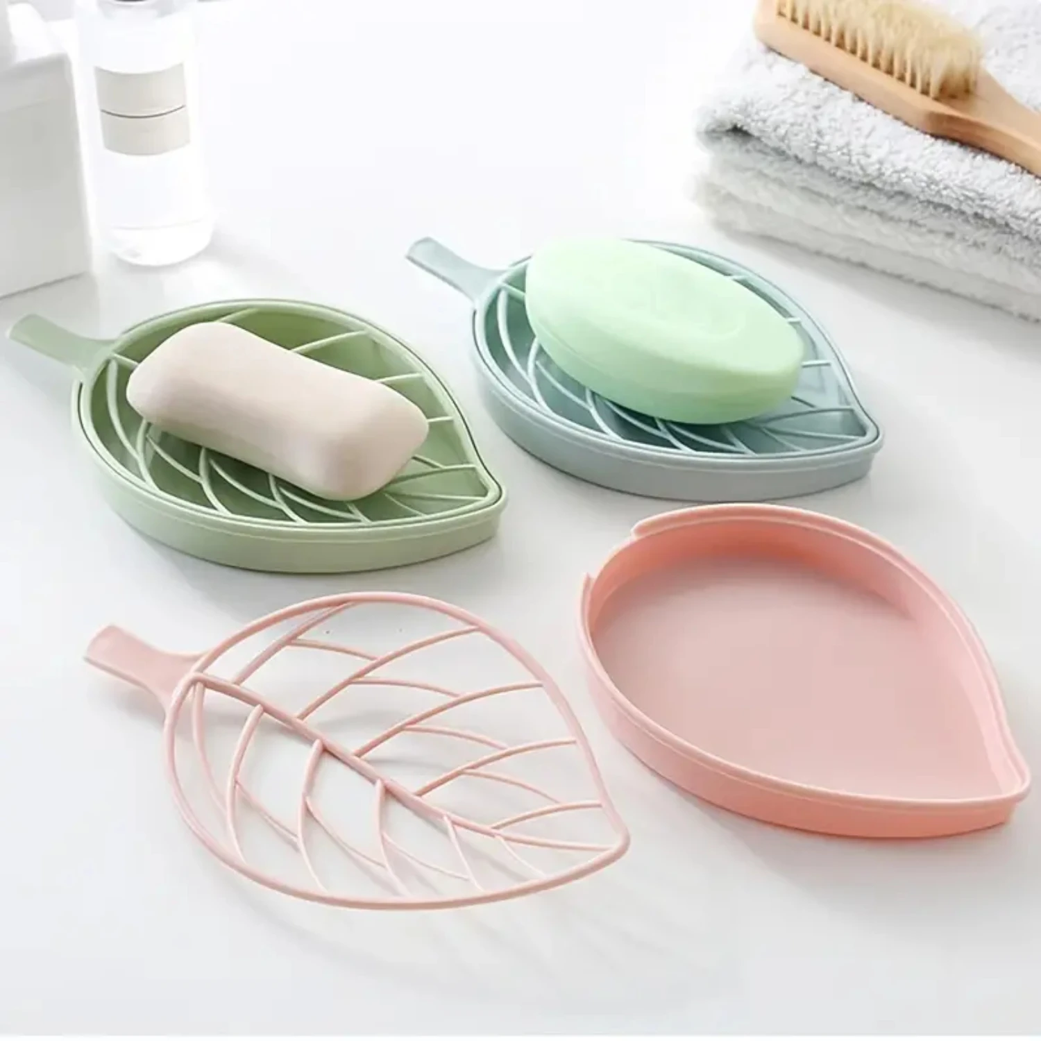 

Leaf-shaped Soap Dish for Shower and Kitchen, Functional Draining Tray Soap Holder, Stylish Bathroom Soap Organizer, High Qualit