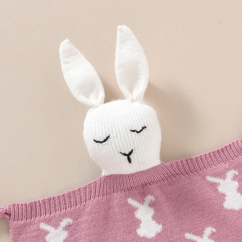 Baby Appeased Towel Knit Infant Newborn Girl Boy Comfort Washcloth Cute Cartoon Rabbit Kid Calming Blanket Sleep Toy Bed 30*30CM