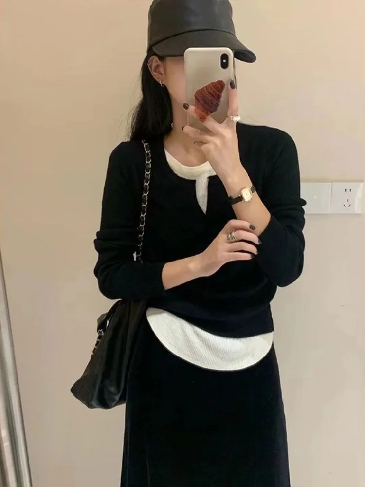 

Женский облегающий топ-пуловер с V-образным вырезом, модный, для весеннего сезона, с асимметричным кроем и длинными рукавами