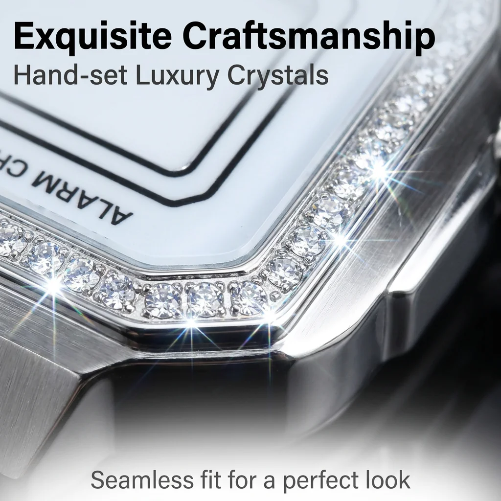 Ultra Mod 316L Stainless Steel Diamond Watch Case  for CASIO F-91/A158/A159 Watch Case Faceplate K1 Mineral Brushed Finish Kits