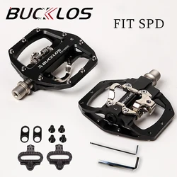 BUCKLOS-Pedal plano para bicicleta de montaña, accesorio de bloqueo sin Clip, compatible con SPD, rodamiento sellado, doble abrazadera SH56 para Shimano