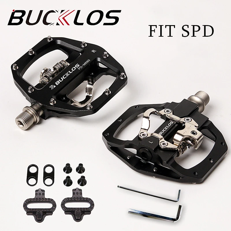 BUCKLOS pedał do roweru górskiego rower płaski/blokada pedał zatrzaskowy Fit SPD uszczelnione łożysko podwójne pedały MTB SH56 knaga MTB dla Shimano