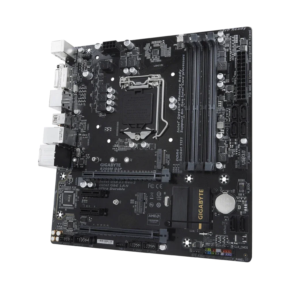 GIGABYTE B360M D3P Motherboard CPU Support for 9th and 8th Gen Intel Core i7 i5 i3，LGA 1151 DDR4 DVI-I Intel B360 64 GB