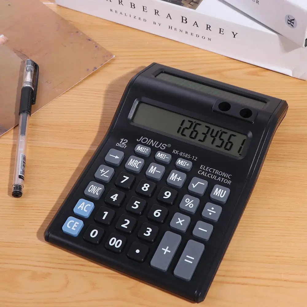 Dual Screen 12 Digits Calculator Stationery Large Screen Display Mechanical Calculator Easy To Use Battery Powered
