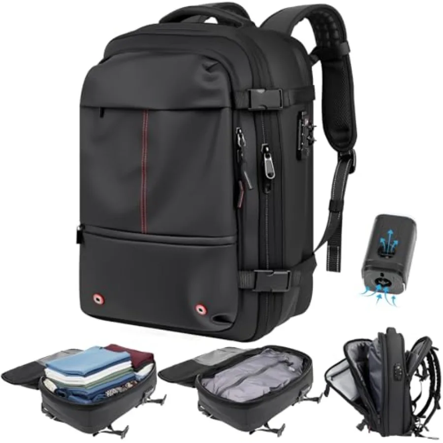 حقيبة ظهر مفرغة للسفر مع مضخة TSA حقيبة ظهر مختومة مفرغة صديقة للبيئة مقاس 21 بوصة × 13 بوصة × 6 بوصة حقيبة ضغط لعروة السفر في الطيران