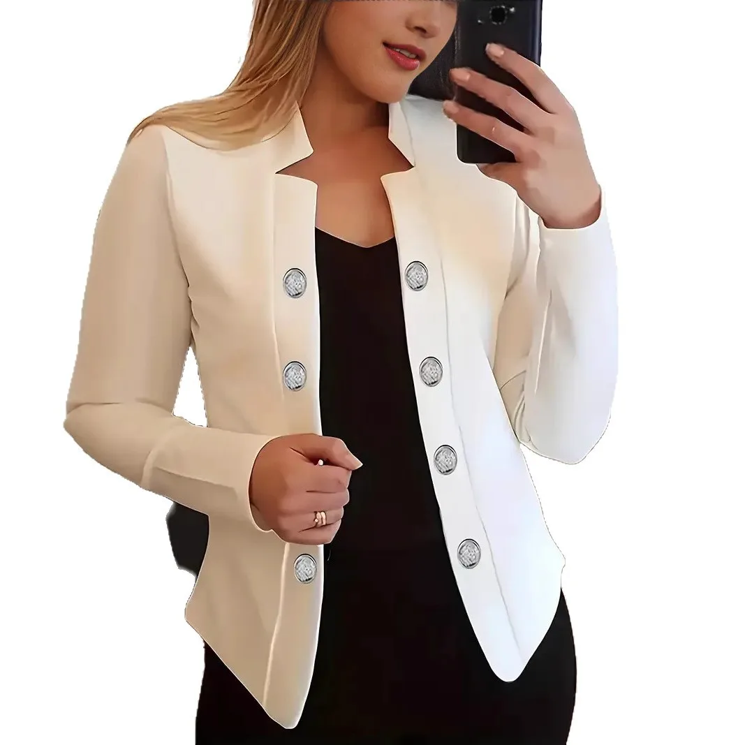 2025 women's temperament slim suit cross-border long-sleeved breasted jacket