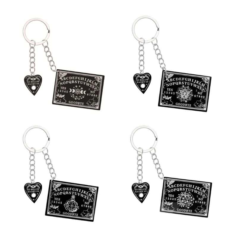 F1FD Necklaces Earring Jewelry Making DIY Tarot Planchette Keychain Game Spirit Board Gothic Tarots Board Divination Keychain