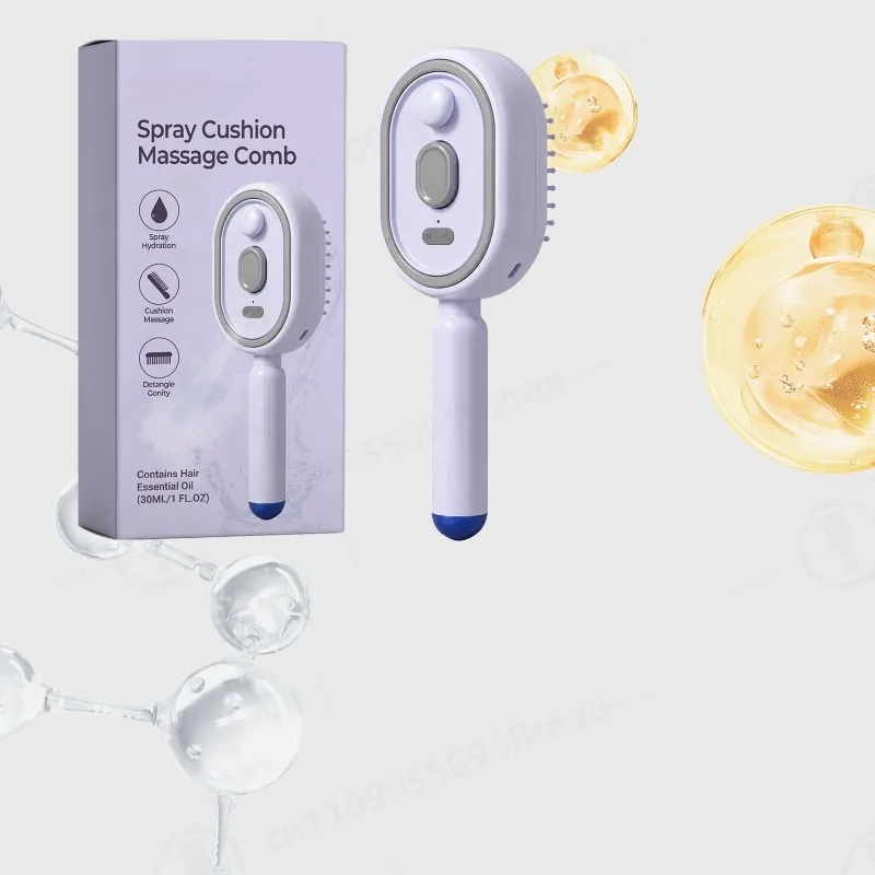 2026 New Electric Steam Brush,Rechargeable Hair Straightener Brush with Detangling Comb,Portable Cordless Hair Tool