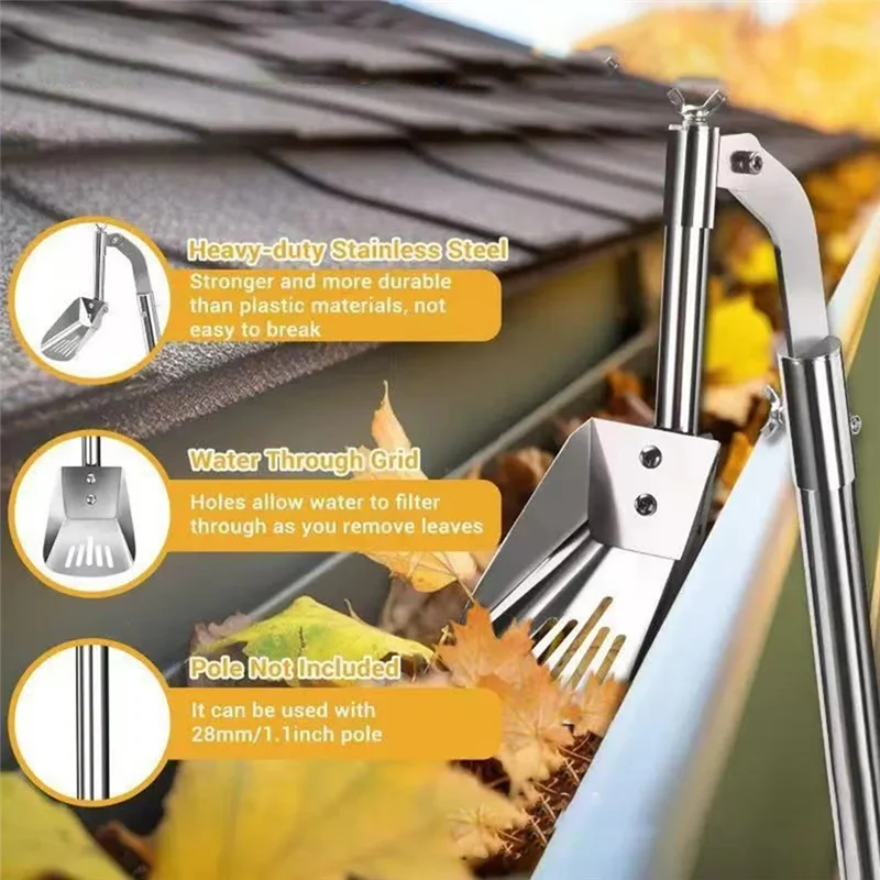 

ABZS Совок для желоба из алюминиевого сплава Ложка для чистки листьев Портативный инструмент для желоба для крыши Лопата для очистки желоба Листья Грязь
