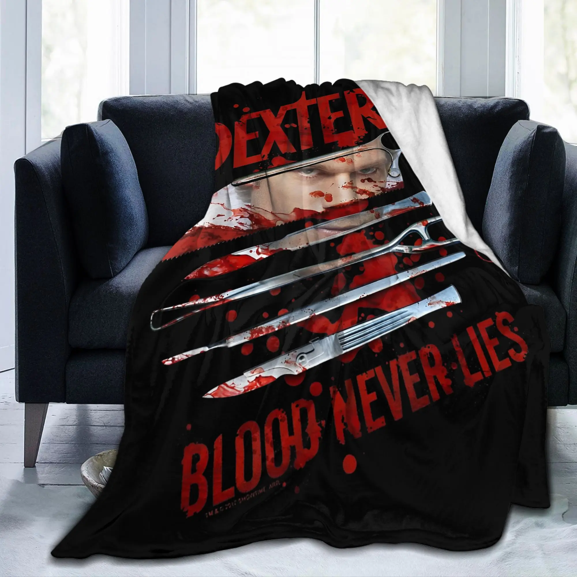 Dexter Morgan Blood Never Lies Blanket Forensic TV Series Flannel Funny Breathable Throw Blankets for Home Spring Autumn Travel