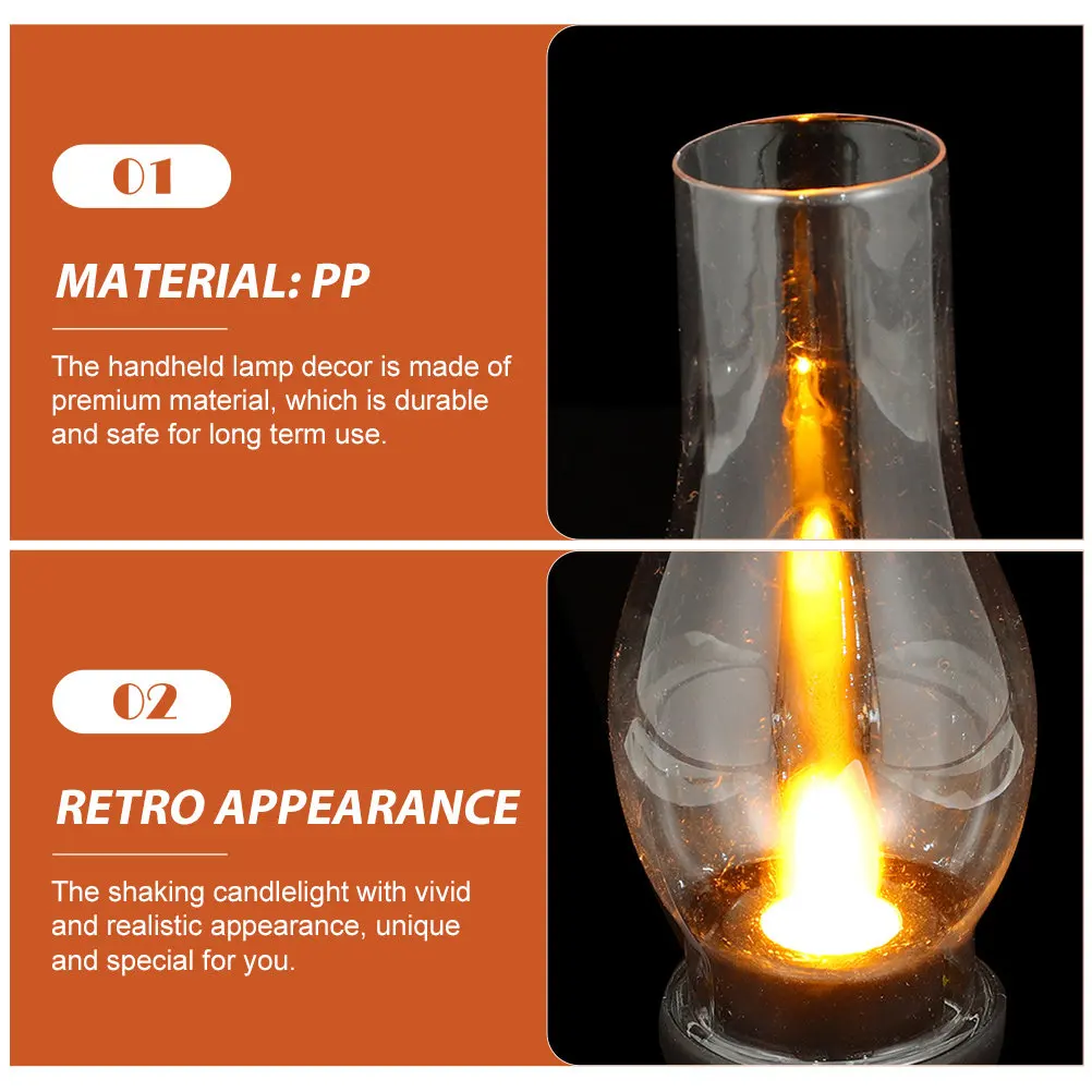 Retro LED Lamp Vintage Style Handheld Decoration Flameless Night Light Home Office Party Atmosphere Warm Light Ornament