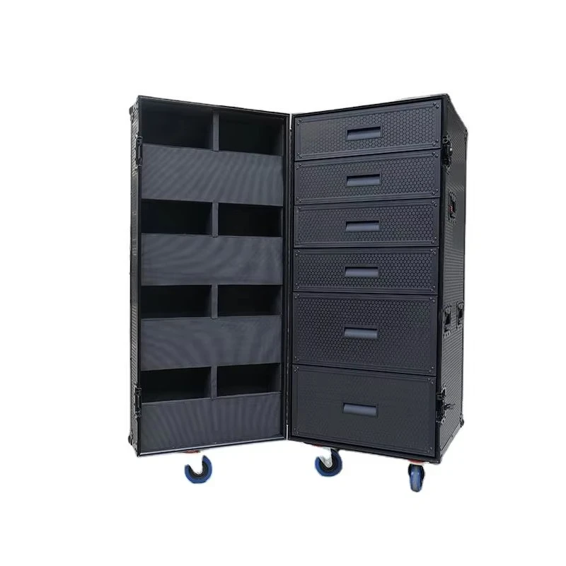 

Portable 6-Drawer Aluminum Storage Box Black Finish Waterproof Flight Road Case OEM ABS PU PVC Plywood EVA Foam Padlock