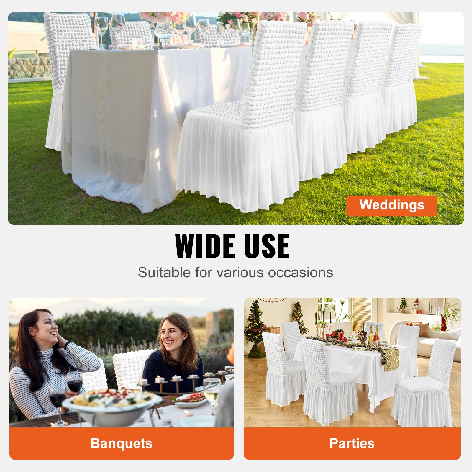 VEVOR 4pcs Folding Chair Covers with Skirt Stretch Chair Slipcover Spandex Chair Protector Elastic Wedding Chair Decoration