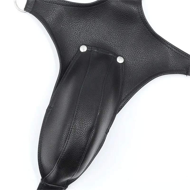 Night Club Sex Bondage Man Black PU Leather  Strap Harness Belt Lingerie Exotic Costumes - view 5