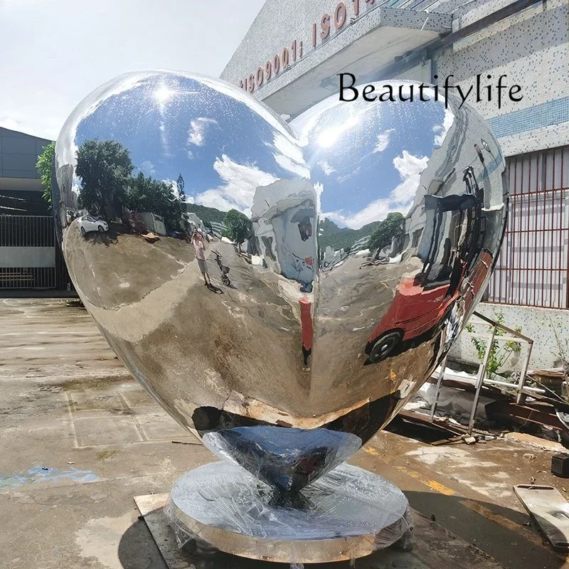 Commercial KSales Office Abstract Love Stainless Steel Metal Landscape Large Outdoor Sculpture Creative Hotel Ornament