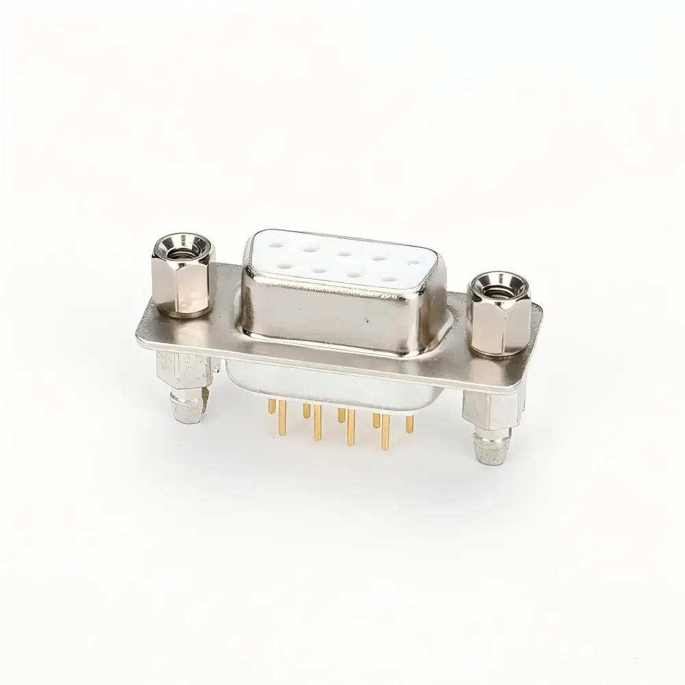 50PCS D-SUB 9Pin Female 180° Panel Conn,Rear Rivet 6.0 Copper Pillar,Front Lock 4.8 Nut