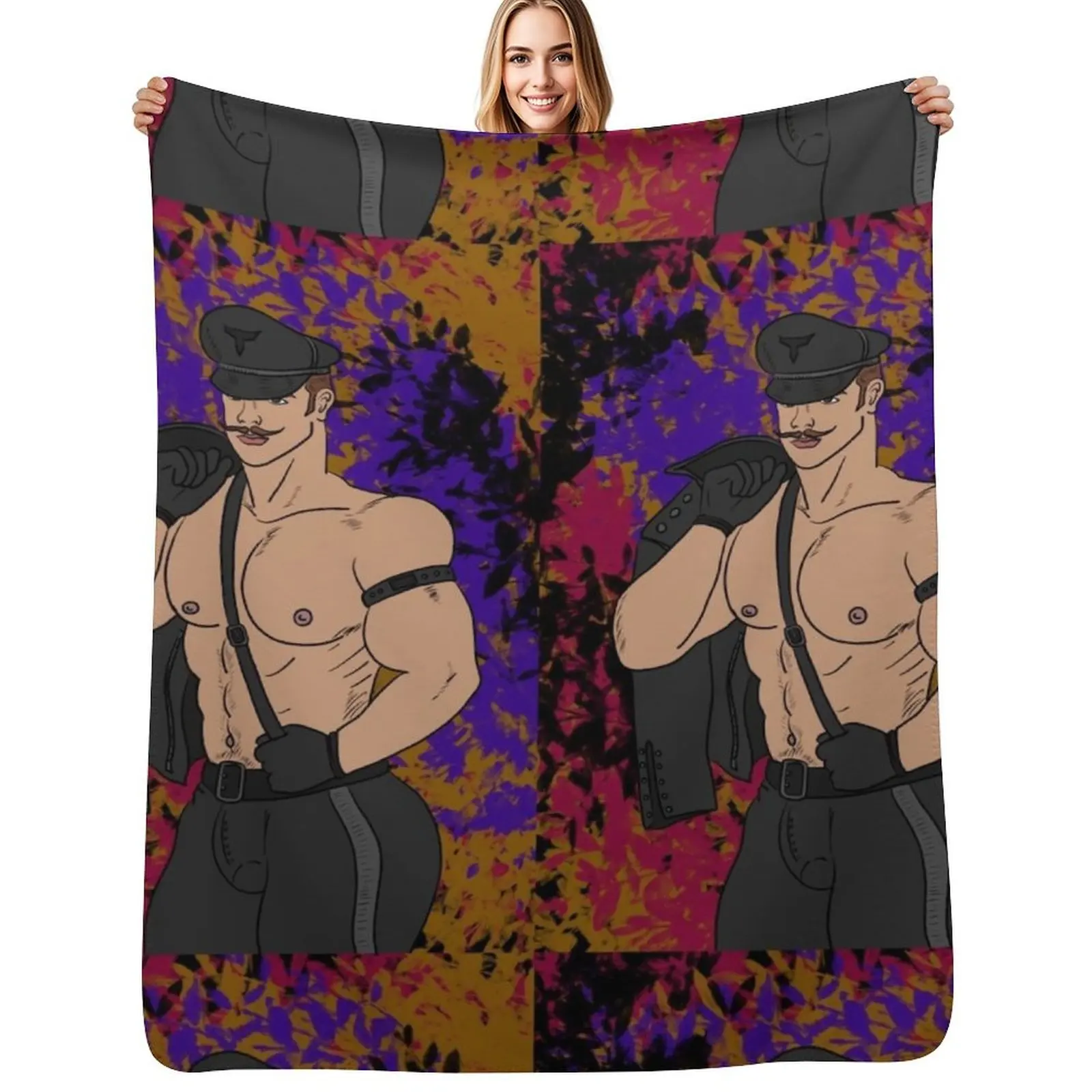 

Tom of Finland (Darkside) Throw Blanket Decorative Sofas manga Decorative Sofa Designers Blankets
