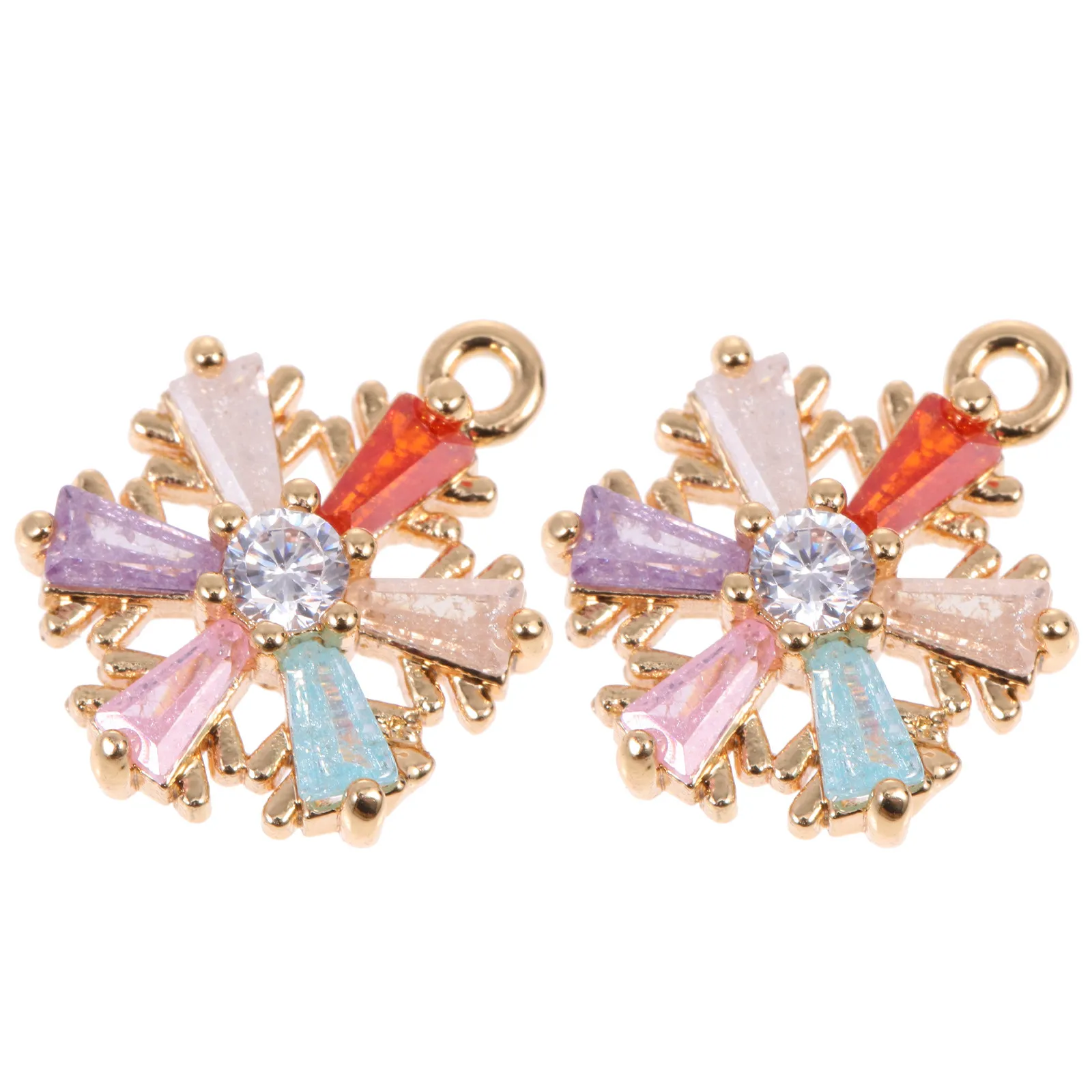 2Pcs Snowflake Shape Pendant Creative Rhinestone Studded DIY Jewelry Supplies for Family Gift Festival Craft Projects
