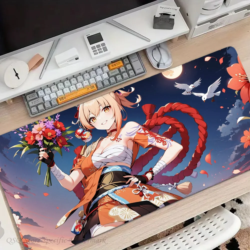 Yoimiya Mousepad Mouse Mat Desk Mat With Pad Gaming Accessories Prime Gaming XXL Keyboard Pad Padding Mat