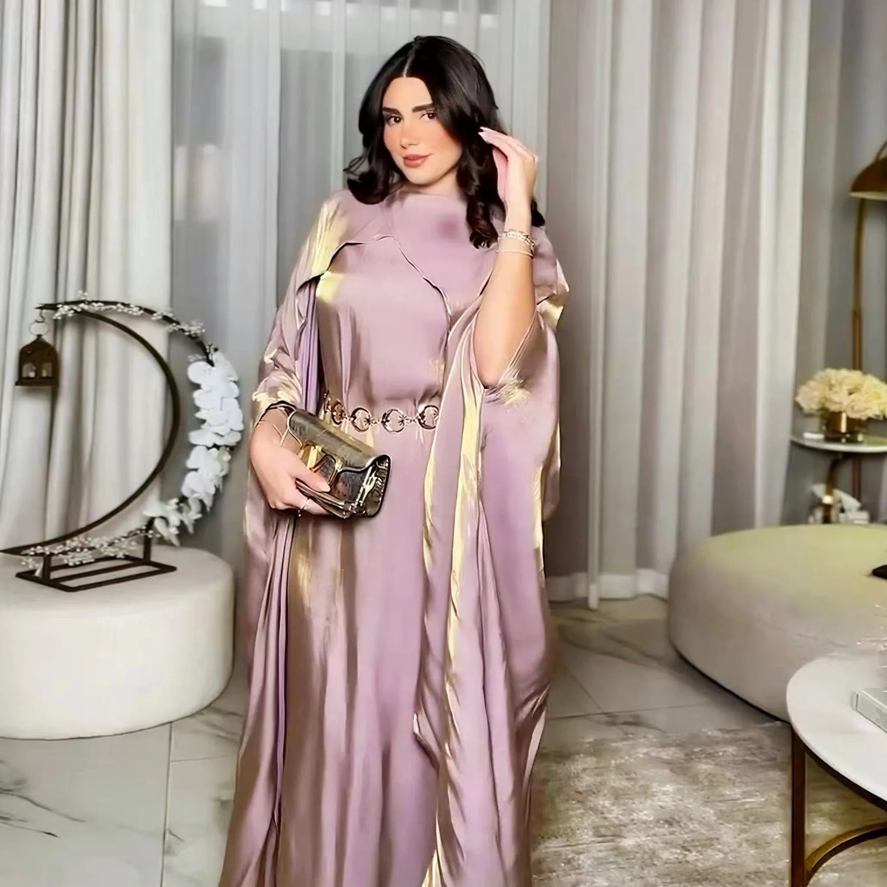 Islamique EID dubaï Abaya Hijab ensemble de luxe robe de soirée musulmane femmes Robes élégant papillon modeste soirée Abaya robe écharpe costume