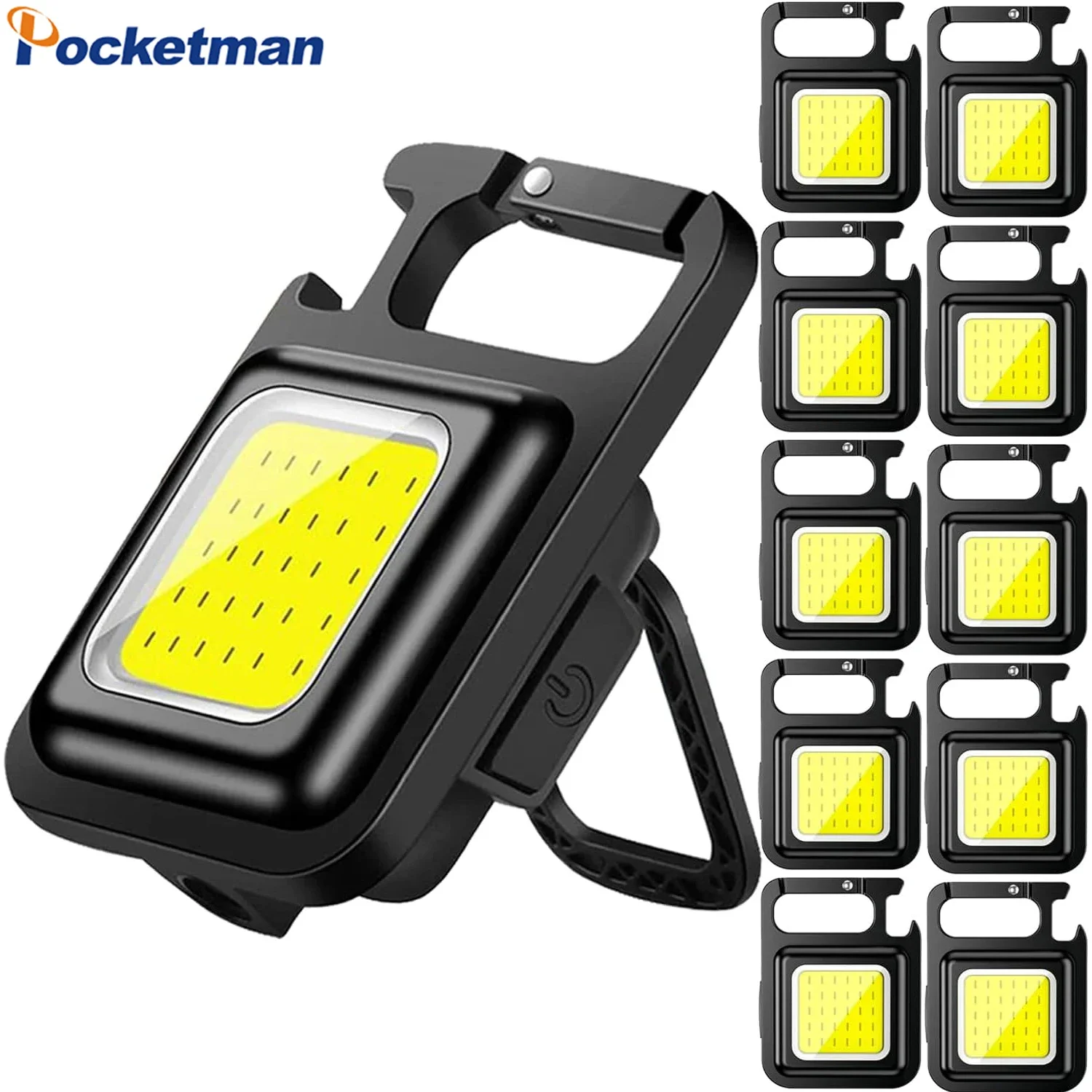 

1-10 Pack COB LED Keychain Work Light USB Rechargeable Mini Flashlight Super Bright Small Torch Pocket Keychain Flashlights