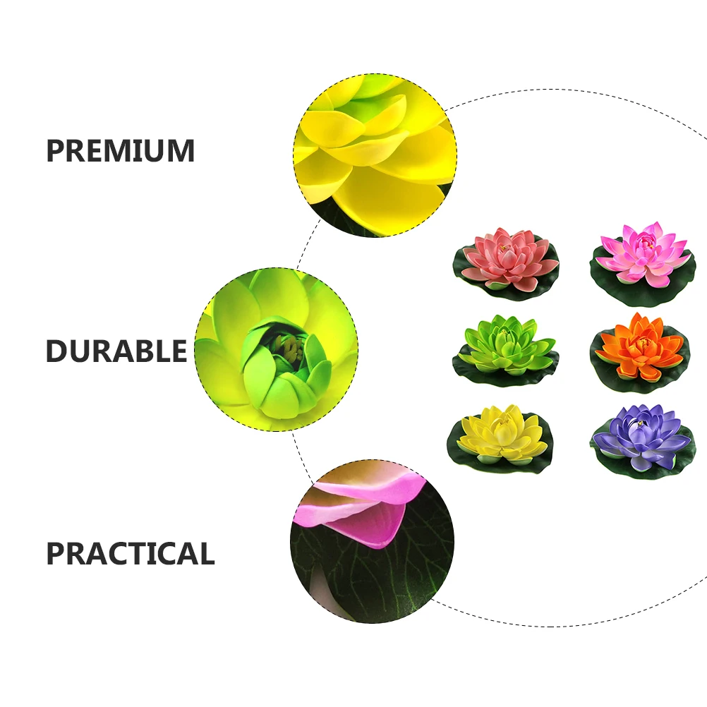 

6 Artificial Flowers 17cm Orange Purple Yellow Green Simulation Lily Decorative Dance Props Pond Water Tank