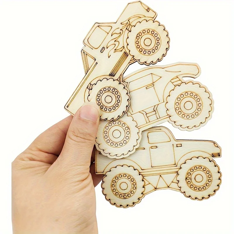 30 Pack Wood Car Truck Cutouts Crafts Party Game Favors Vehicles to Paint Wooden Truck Ornaments DIY Gift for Party Decoration