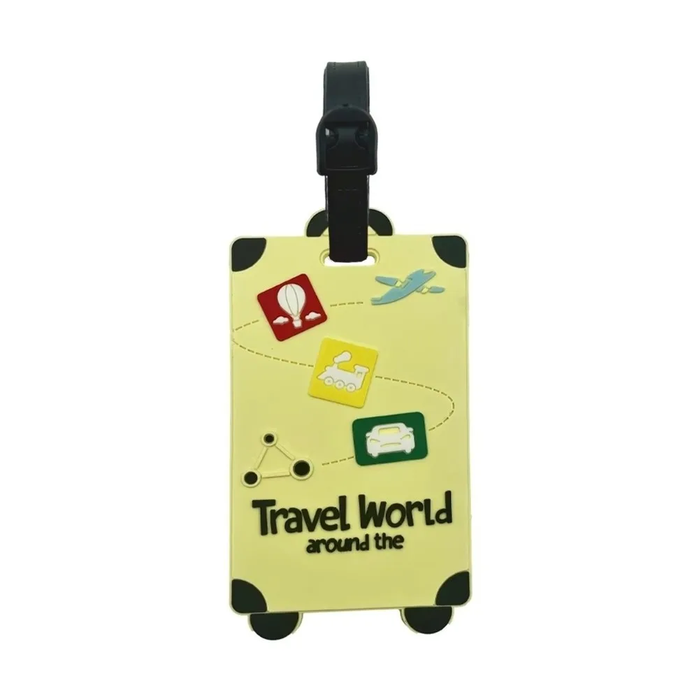 Cute Silicone Luggage Labels Waterproof with Signature Paper Suitcase Name Label Universal Travel Boarding Tags for Men Women
