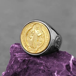 Classic Saint Benedict Cross Ring Men Women Stainless Steel Jesus Fashion Amulet Creative Punk Biker Jewelry Gift