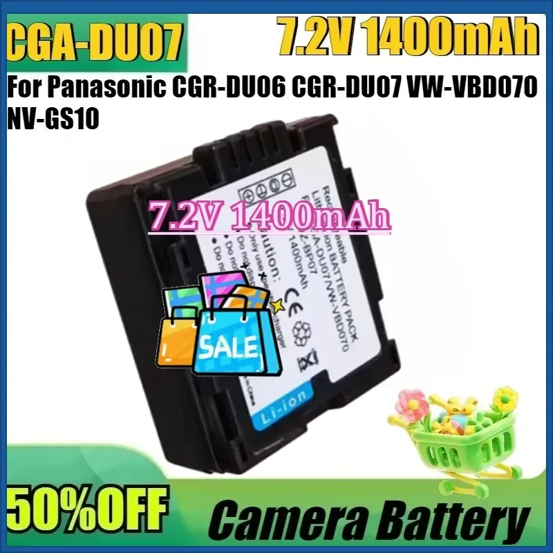 

For Panasonic CGR-DU06 CGR-DU07 VW-VBD070 NV-GS10 Camera Battery New CGA-DU07 7.2V 1400mAh Camcorder Battery