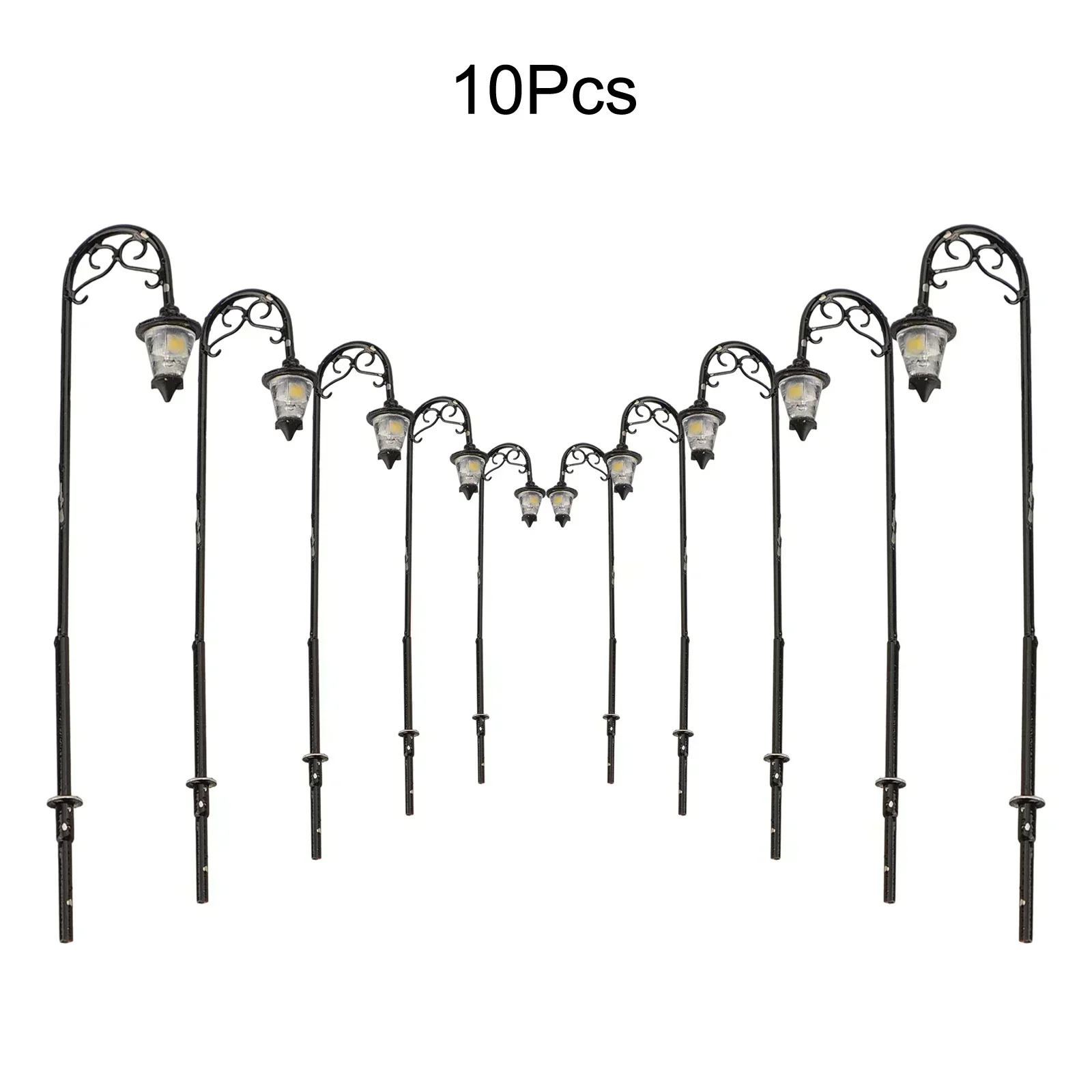10Pcs H0 Gauge 1:87 LED Park Trains Lanterns Light Lamps 63mm Model Bonsai Building Complete Painted Light For Home Garden