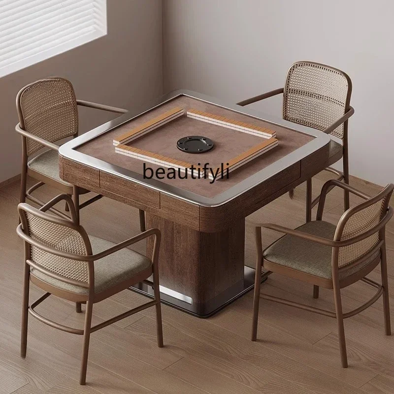 

lt Solid mahjong table mute new Chinese mahjong machine automatic household dining table integrated multi-function