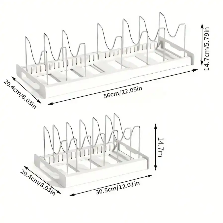 Adjustable Partition Storage Rack, Expandable Kitchen Cabinet Organizer, Durable Holder For Cookware, Lids And Baking Utensils 6