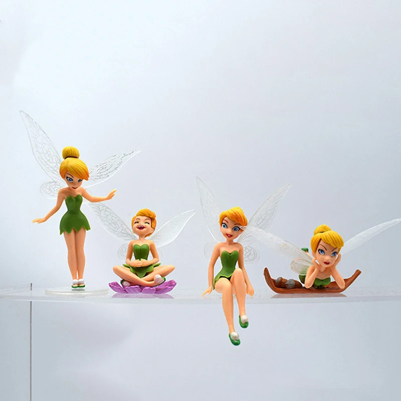 4Pcs/Set 4-9cm Disney Princess Tinker Bell Andersen’s Fairy Tales Cartoon PVC Action Figures Dolls Figurines Model Toys Gifts