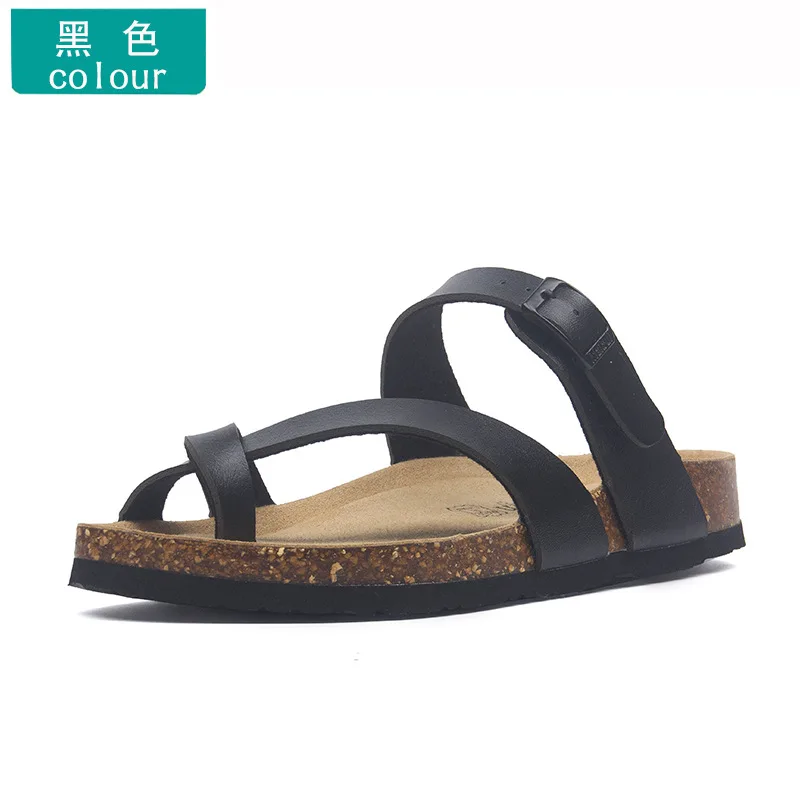 2023 Unisex Summer Fashion Cork Sandals Beach Gladiator Buckle Strap Sandals Shoes Women Flat Casual Beach Sandals Size 35-45