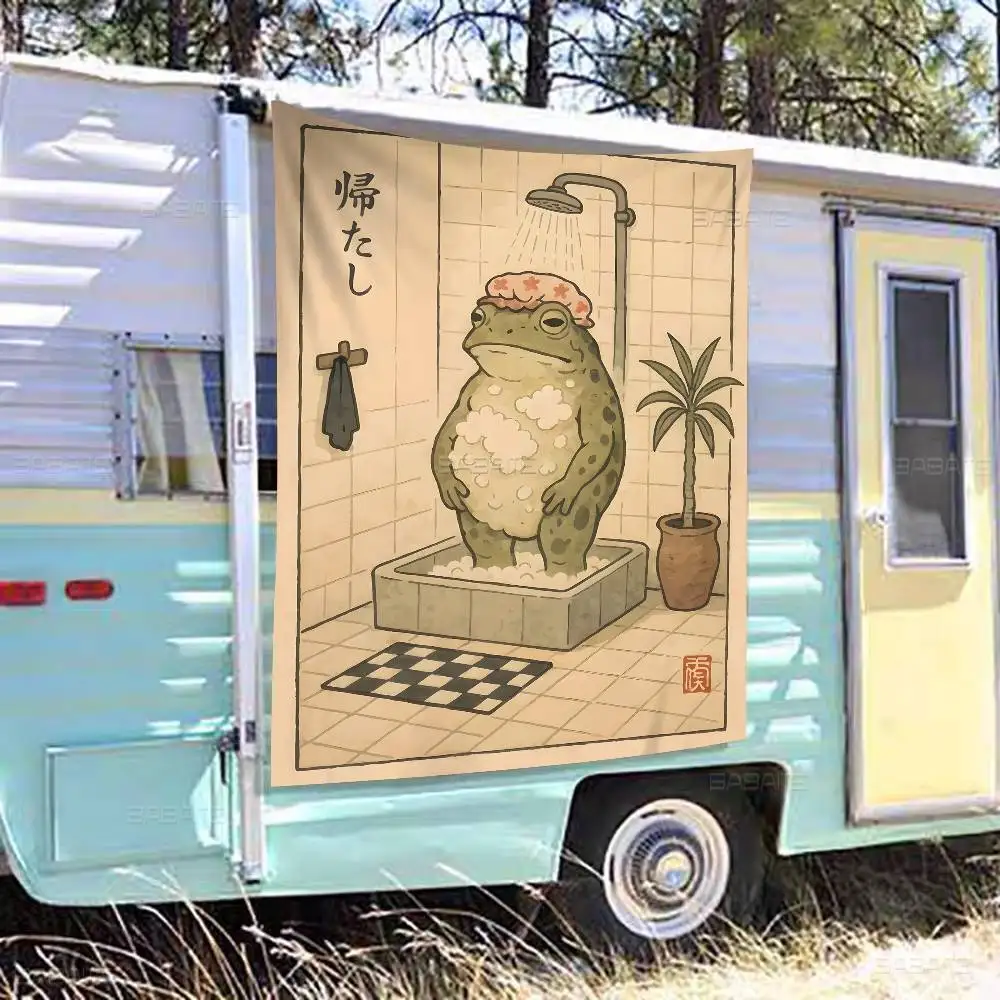 Retro Japanese Funny Frog Large Size Shop Art Promotion Advertising Booth Flag Hanging Banners