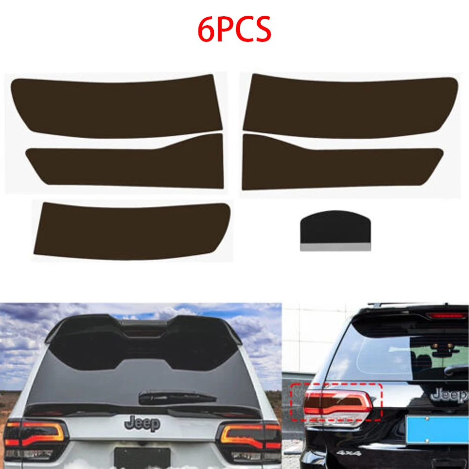 

TM 6PCS Rear Tail Light Tint Overlay Vinyl Light Cover Decal for 2014 - 2021 Jeep Grand Cherokee Car Accessories